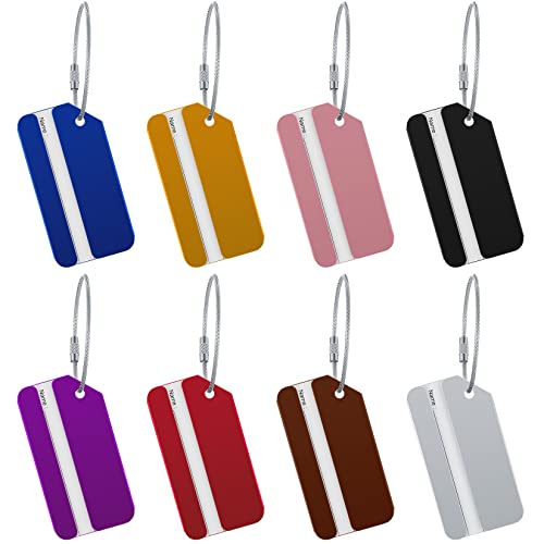 8 Pièces Étiquettes de Bagage pour Valises, Étiquette de Voyage avec Porte-nom étiquettes d'adresse pour Bagages, Valises, Sacs Cover