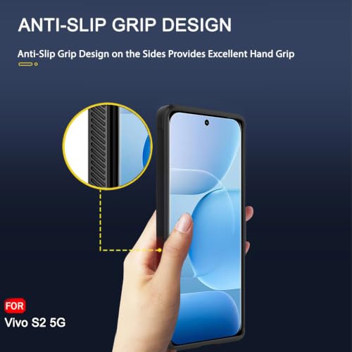 Image of TheGiftKart Liquid Silicon Back Cover Case for Vivo S2 5G | ShockProof Military Grade Protection | Micro-Fibre Cloth On Inner Side | Built-In Anti-Slip Grip Back Cover Case for Vivo S2 5G (TPU, Black)