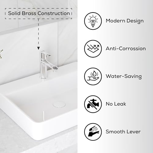 Image of GLOXY Premium Deck Mount Pillar Tap for Bathroom with Chrome Finished Lotus Lever - Single Lever Wash Basin Tap for Bathroom, Gardens & Kitchen Sinks - 10 Years Warranty