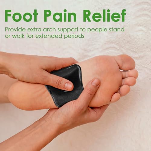 Arch Support Inserts for Flat Feet Women, Gel Arch Cushions for Plantar Fasciitis, Adhesive Arch Pads for Pressure Relief and Foot Pain, 2 Height Options (Black, High)2