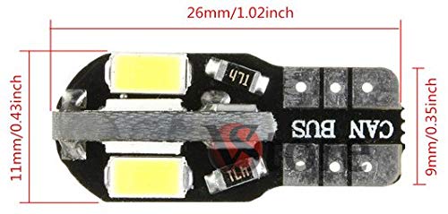 10 Lampade LED T10 8 SMD 5630 Croce BIANCO Canbus