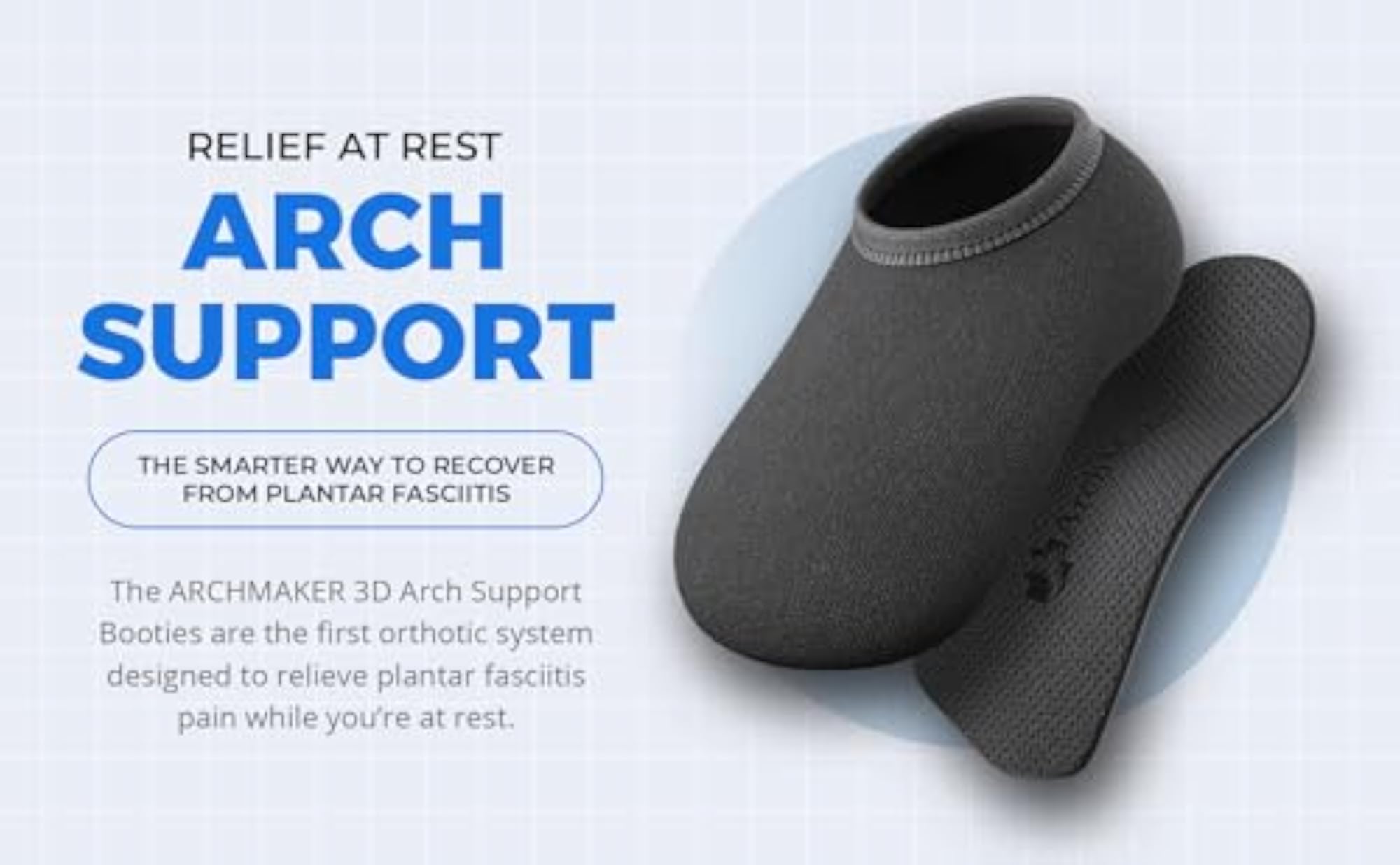 3D Arch Foot Support Booties for Plantar Fasciitis Relief