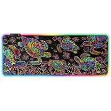 WIRESTER Extra Large RGB Gaming Mousepad, Non-Slip Rectangle LED Light Mouse Pad 31.5 x 11.8 Inch for Home, Office, Computer, PC, Laptop - Turtle