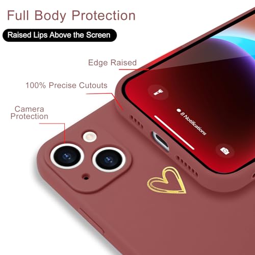 Image of Wirvyuer for iPhone 14 Case Cute Slim Shockproof Phone Case with Wireless Charging Support and Protection, Red