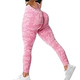 YVYVLOLO Women High Waist Workout Gym Butt Lift Seamless Leggings Yoga Pants Tights(Y326-Camo Pink-M)