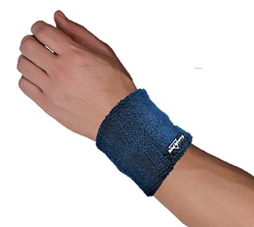 HeadTurners Sweat Band Wrist Band/Wrist Support for Gym, Cricket, Running and Sports Activities 3 inches- (1 pc, Navy Blue)
