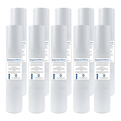 SUPERIOR FILTERS 10 Micron Sediment water Filter - Whole House Water Filter Cartridge - 4.5 x 20-inch Replacement - Compatible with All Whole House Water Filter System - (20 X 4.5, 10 Count)