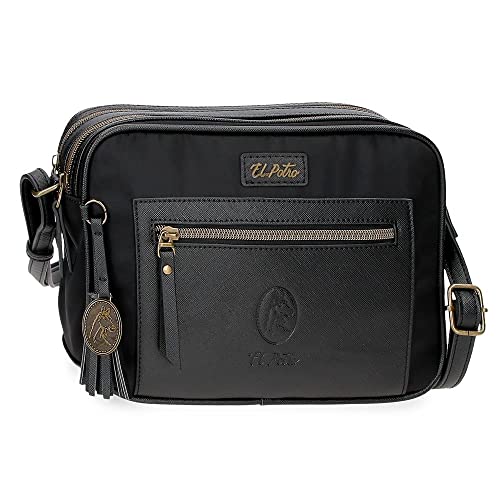 El Potro Lana Bandolera, Negro, 25x18x6.5 cm, Poliéster y PU Cover