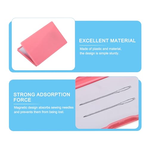 Image of PATIKIL Magnetic Needle Storage Case, 2 Pcs Plastic Portable Sewing Pin Keeper Needle Organizer Box Container for Embroidery Knitting Stitching, Pink
