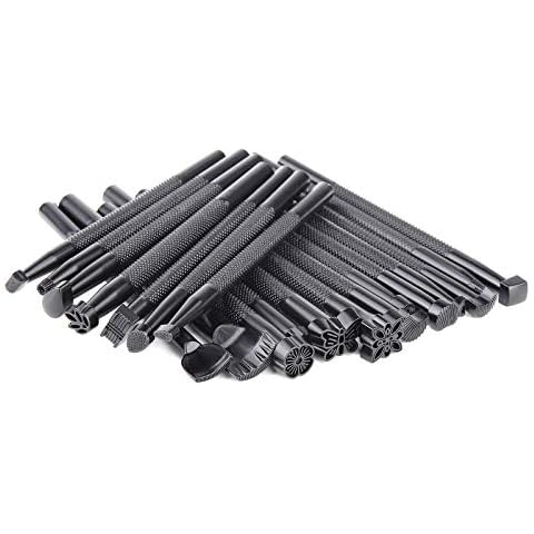 20 PCS Leather Stamping Tools, Different Shape Saddle Making Stamp Punch Set, Stamp Punch Set Carving Leather Craft Stamp Tools for Leather Craft DIY Working Cover