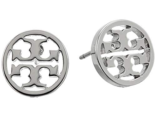 Tory Burch Logo Circle-Stud Earrings Tory Silver One Size