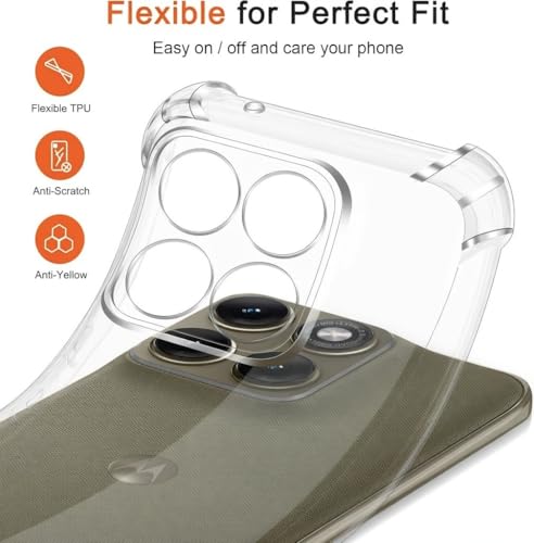 Image of Lustree Compatible with Motorola Edge 70 Pro 5G / Moto Edge 70 Pro Plus Back Cover| Clear + TPU Case with 4 Corner Air Cushion Protection & Camera Protection Cover for Moto Edge 70 Pro 5G