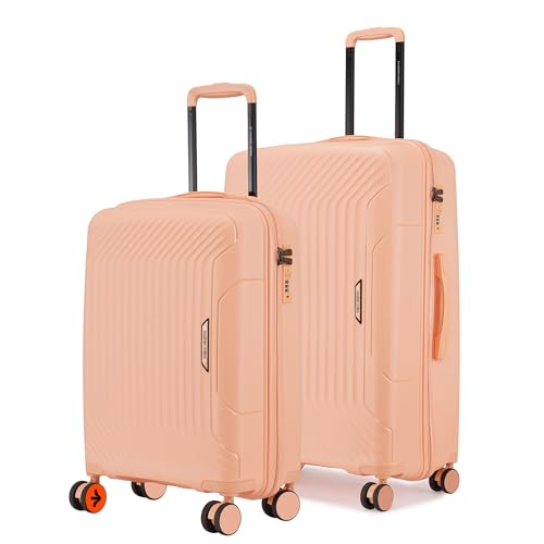 Image of Nasher Miles Coorg Hard-Sided Polypropylene Luggage Set of 2 | 55cm & 65cm | 8 Wheels Small & Medium Trolley Bag for Travel | Suitcase (Peach)