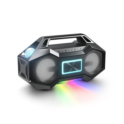 Ion Party Rocker Go: Portable Bluetooth Speaker with Lights, Battery, FM Radio, USB, and Water Resistance