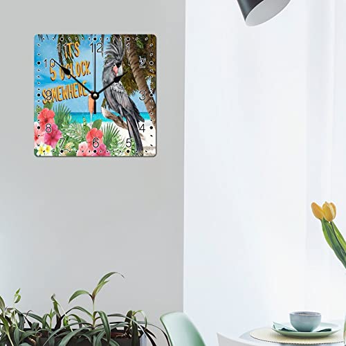 Horloge murale en bois perroquet 30cm déco rustique - 5