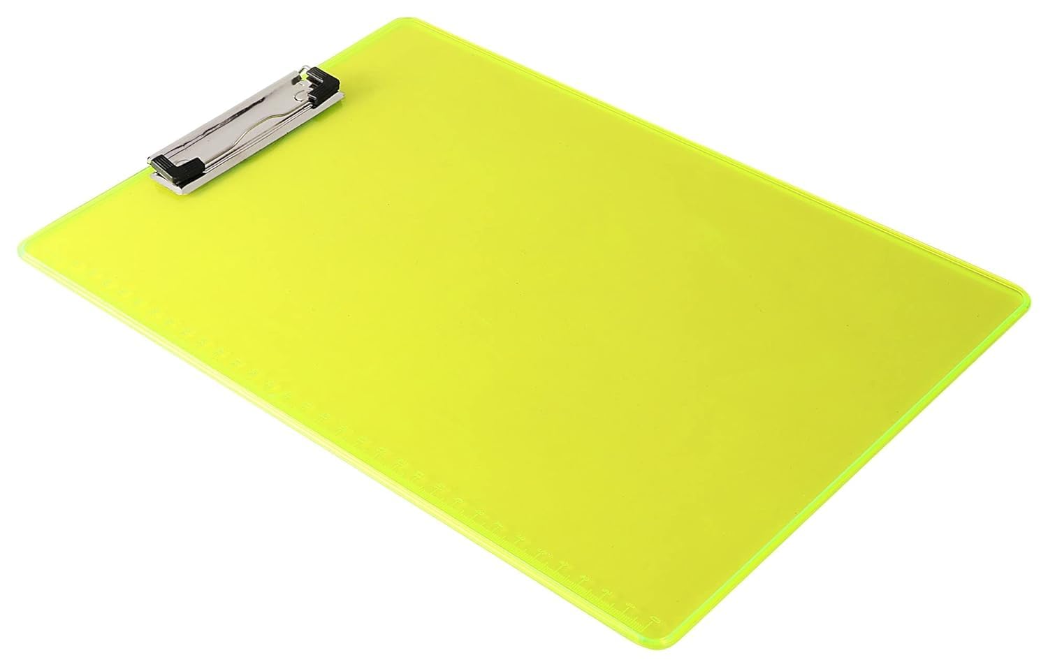 Cubic Umi - Appunti in acrilico semi trasparente verde fluorescente, blocco appunti formato A4 con clip in metallo resistente, per studenti e ufficio