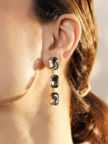 Image of Rubans Drop Earrings American Diamond Crystal Stylish Trendy Jewellery Gift for Women & Girls