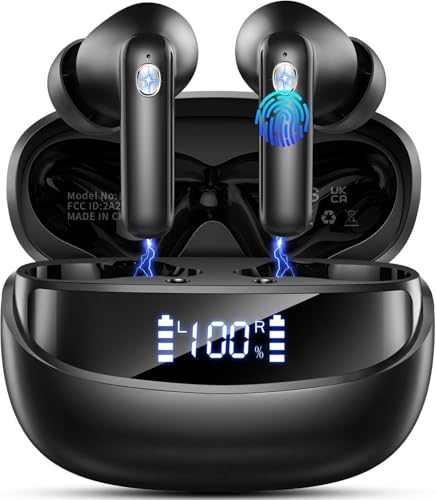 Bluetooth Kopfhörer, 2026 Kopfhörer Kabellos Bluetooth 5.4 HiFi Stereo, 50 Std Spielzeit In Ear Kopfhörer mit 4 ENC Noise Cancelling Mics, Ohrhörer mit LED-Anzeige, IP7 Wasserdicht Kabellose Kopfhörer