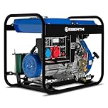 EBERTH 5000 Watt Groupe Electrogene Diesel Generateur Electrique Portable avec Moteur Diesel 10 CV, 4 Temps, Démarreur électrique, 3 Phases, 1x 400V, 1x 230V, 1x 12V, Régulateur AVR