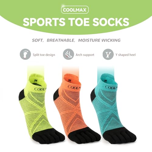Image of Toe Socks Cool-max Running Socks for Men Women 3 Pairs Athletic Breathable Five Finger Socks
