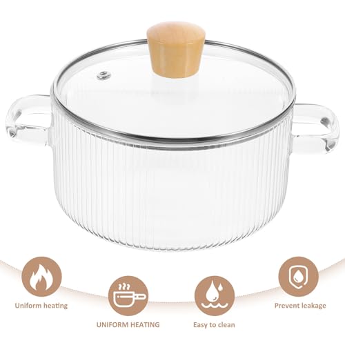 Olla de vidrio duradera de 1350ml con elegante diseño de rayas 8