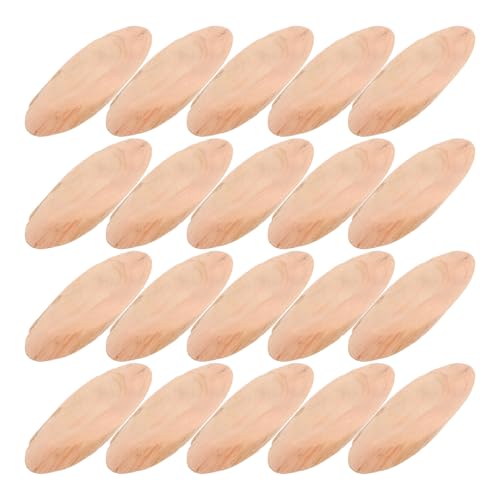 DIYEAH 20pcs Natural Driftwood Pieces Oval Wooden Craft Slices Rustic Wood Discs for Aquarium Decor Home Decoration and Woodworking Projects Beige