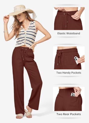 Image of Willit Women Linen Pants Wide Leg Palazzo Trousers 29 inch /31 inch / 33 inch
