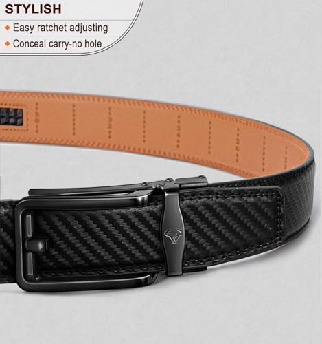 Image of BULLIANT Ratchet Trimmable Leather Belt for Men Adjustable 1 3 /8-Gift Boxed | Smooth Sliding | Micro Adjustable Fit | Tailored Size | Holeless Understated Elegance