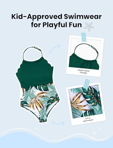 Image of PATPAT Mommy and Me Matching Swimsuit:One Piece V Neck Bathing Suits Leaves Printed Family Swimwear Matching Set