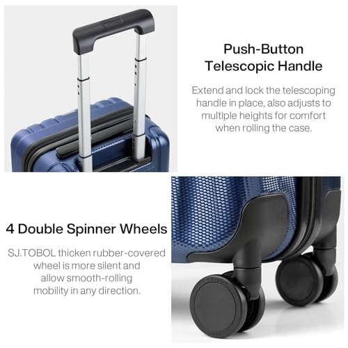 Image of Hanke 14 Inch Underseat Carry On Luggage with Wheels Hard Shell Suitcases Lightweight Small Luggage for Weekender Mini Suitcase Carry On Bag Travel Luggage Christmas Gifts for Birthday (Dark Blue)