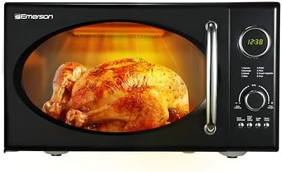 Emerson MWRG0901BK-A 0.9 Cu. Ft. Retro Microwave with 1,000W Gril...