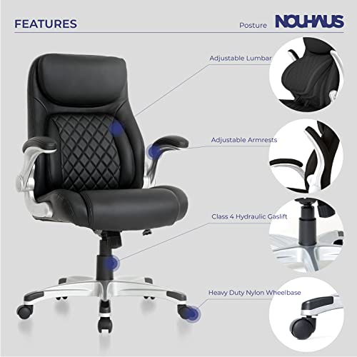 Nouhaus-Posture-Ergonomic-PU-Leather-Office-Chair-Click5-Lumbar-Support-with-FlipAdjust-Armrests-Modern-Executive-Chair-and-Computer-Desk-Chair-Black