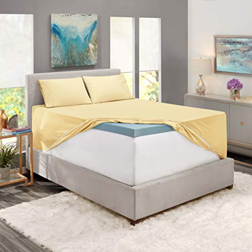 Image of Hearth & Harbor Extra Deep Pocket Sheet Sets, Luxury Soft 6 Piece Bed Sheet Set Fits Mattress 18-24 Inches - Queen, Mellow Yellow