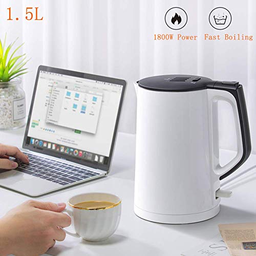 Wasserkocher – 1,5 l Fassungsvermögen mit schnell kochender LED- Anzeige ,1800 W mit 360 ° kabellosem Pirouette-Sockel 304 Edelstahl-Finish Automatische Abschaltung und Überhitzungsschutz ,Weiß trag – Bild 3
