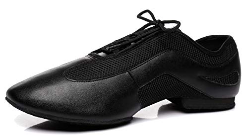 Minishion Men's Latin Ballroom Lace-up Breathable Black Mesh Synthetic Sport Practics Dance Shoes US 10