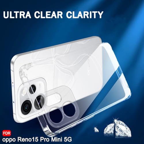 Image of TheGiftKart Back Cover Soft Case for Oppo Reno 15 Pro Mini 5G | Best Camera Protection | Inbuilt Dust Plugs & Anti-Slip Grip | Ultra Clear Slim Back Cover for Reno15 Pro Mini (Silicone, Transparent)