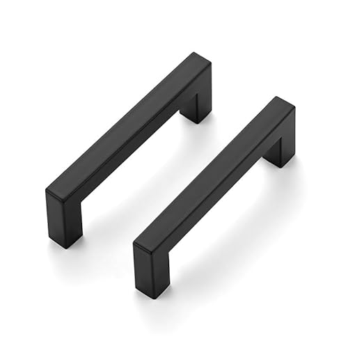 Ravinte 30 Pack Square Bar Kitchen Cabinet Handles Matte Black Cabinet Pulls Drawer Pulls with 3-1/2 Inch Hole Center Kitchen Handles Hardware for Drawer Dresser and Cupboard