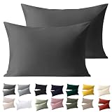 Soifox Juego de 2 fundas de almohada estándar de microfibra ultrasuave, color gris oscuro