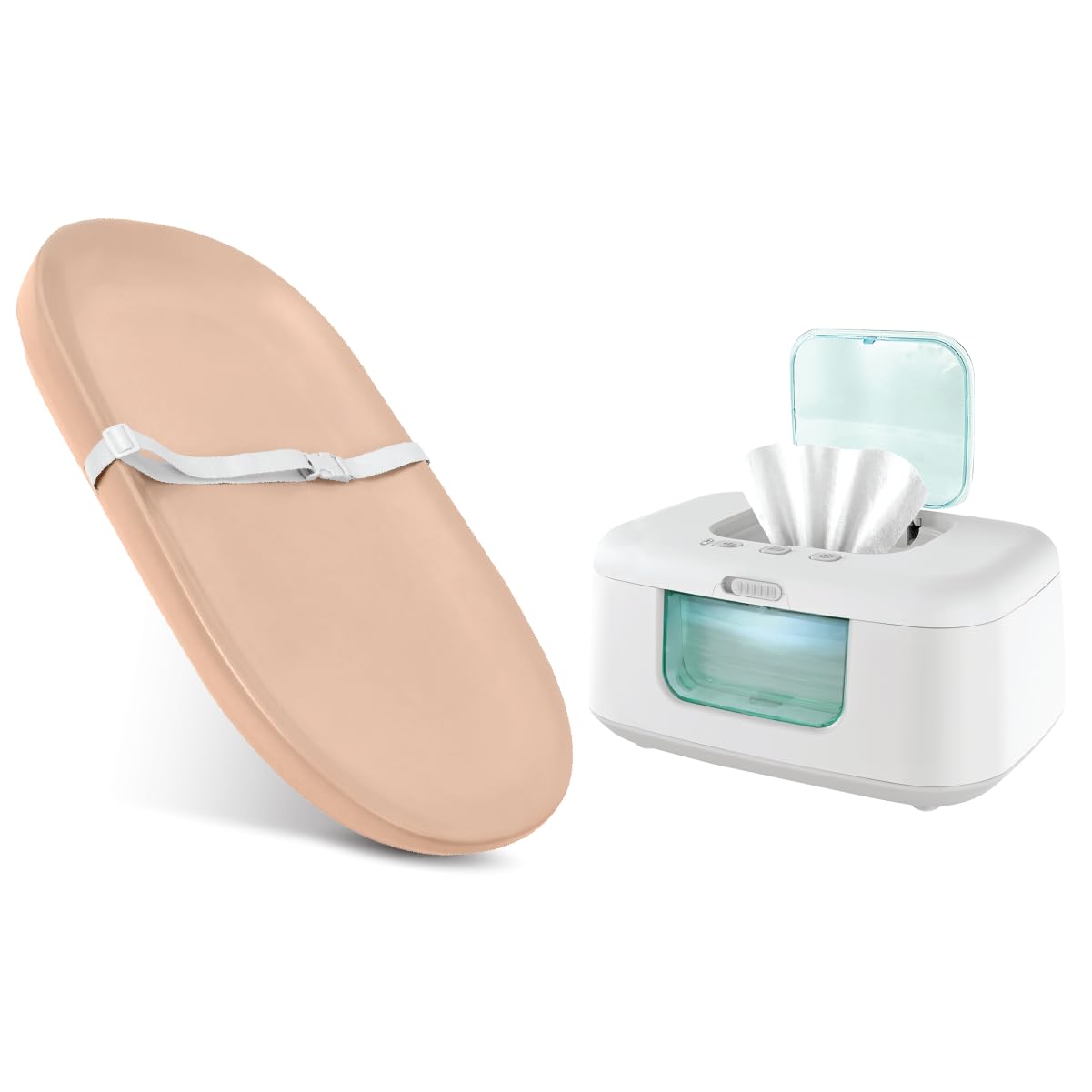 Jool Baby Waterproof Changing Pad (Peach) + Wipe Warmer (Aqua)