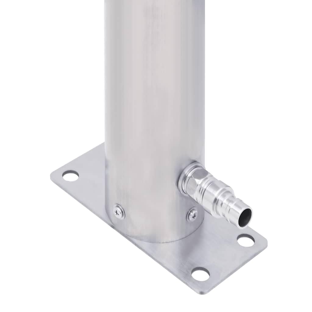 Colonna d'acqua in acciaio inox, 100 cm, rotonda, con rubinetto e supporto per tubo flessibile per irrigazione da giardino, irrigatore per prato, tubo antigoccia, balcone, terrazza, aiuola