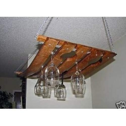 Hanging Wine Glass Rack/holder Made From Oak Wine Barrel Staves Holds 24