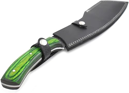 Miniatura 7 de Wild Turkey Handmade Colección 17'' Cuchillo de caza de bushcraft de hoja fija con funda de cuero (verde)