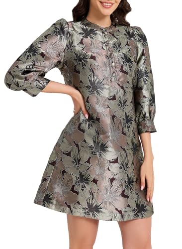Image of Ladyful Women's Floral Jacquard Dress Cocktail Mini Shift Dresses