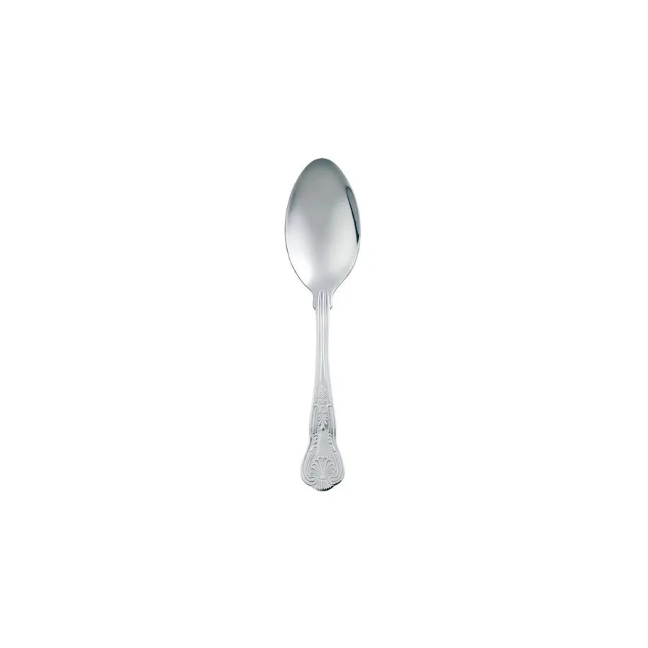 Kings Stainless Steel Cutlery - Pack of 12 - Parish Pattern Flatware, 18/0 Stainless Steel, Regal Embossed Handle Design, Durable Tableware for Home & Commercial Use - Kings Table Spoon