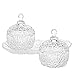 MyGift 3-Piece Clear Glass Crystal Design 8 oz Sugar Bowls Set & Tray/Decorative Candy Dishes