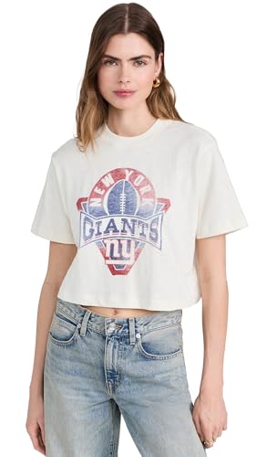 Junk Food Womens Giants Mock Neck Crop Tee Vintage White S