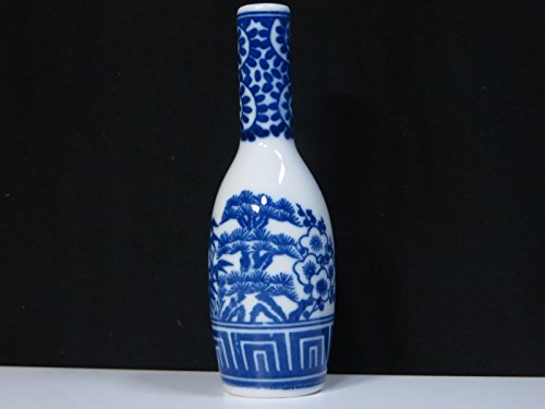 やまこう 国産 神棚用■ 2本組 銅判神酒 染付並神酒 ■一対 高さ12.5cm ■ 松 竹 梅 神酒 徳利