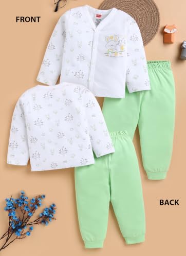 Image of LuvLap Baby Boys & Girls Regular Fit 100% Cotton Half Sleeves Jhabla & Shorts Set Pack of 2