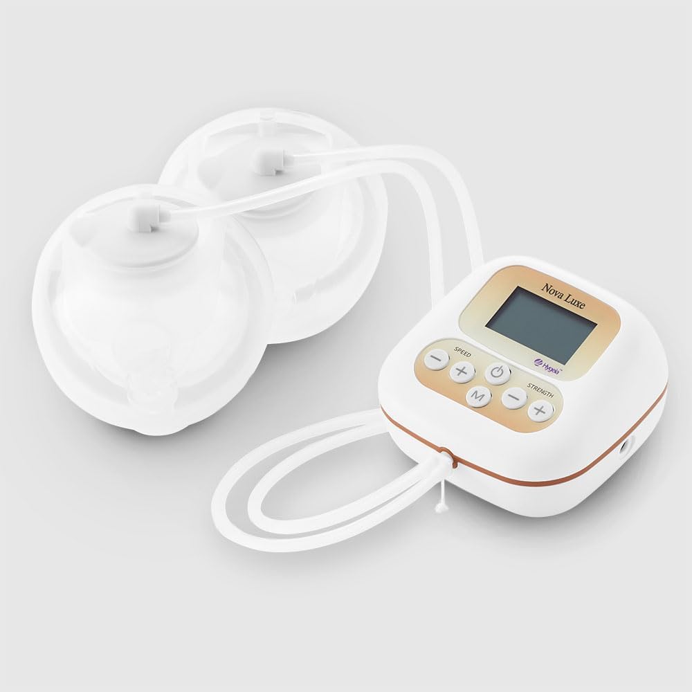 Hygeia Nova Luxe Breast Pump with Wearable Accessory Set & Adapter, Double Pump System, Adjustable Speed & Suction Levels, Cordless for Home & Travel