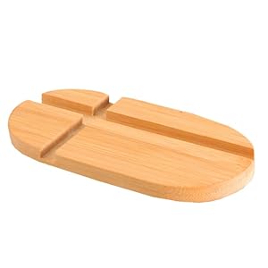 Tofficu Wooden Phone Stand for Desk Multi-Functional Mobile Phone Holder Tablet Support Stable Bamboo Design Hands-Free Viewing